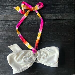 Victoria's Secret White Bikini with Pink and Yellow Accents